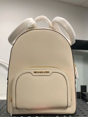 Michael Kors Cream Pebbled Leather Mini Backpack with Gold Hardware